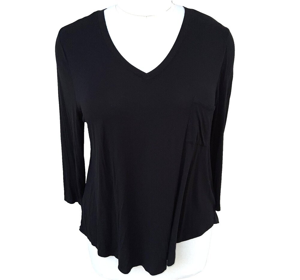Versona Tunic Tee Shirt Women's XXL Black Stretch Long Sleeve EUC